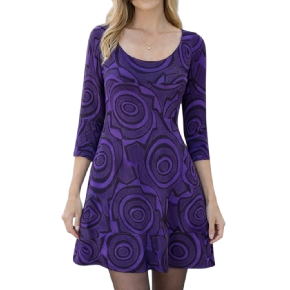 Diane Von Furstenberg 100% Silk Scoop Neck Midi Dress Above Knee Retro Party